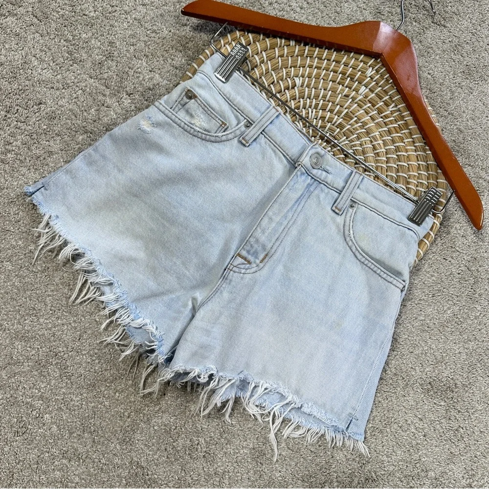 Hudson Women’s Sade Cut Off Denim Shorts High Rise Frayed Hem in Trea Size 24 - Picture 2 of 16